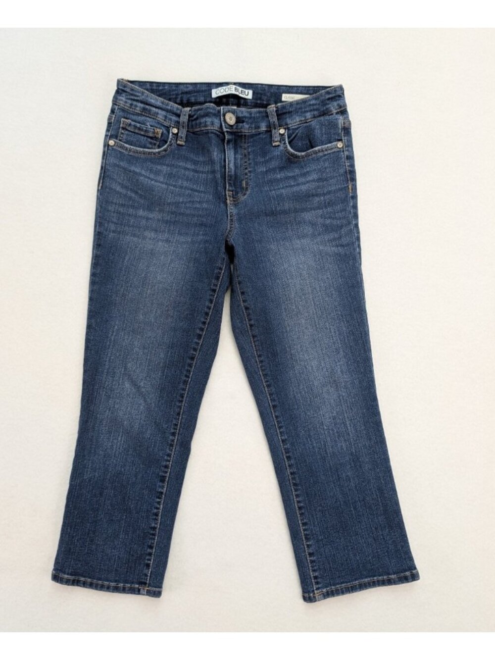 Code Bleu Women's Jeans Size 4P Classic Capri Cropped Medium Wash Stretch